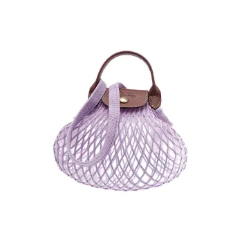 LONGCHAMP Le Pliage Cotton With Cow Leather Trim Handbag Shoulder Bag Crossbody Bag Mini Women's Purple