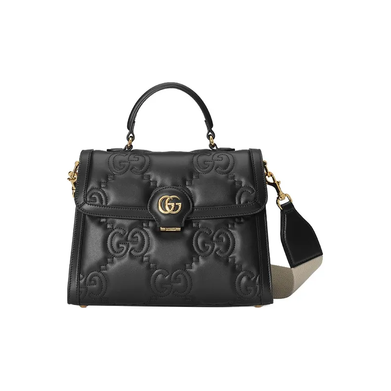 GUCCI GG Matelassé Leather Controller Wine God Bag Shoulder Bags Handbags Small Size Women's Black-0