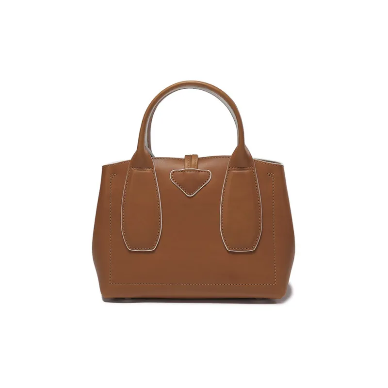LONGCHAMP Roseau Cow Leather Crossbody Handbags Small Size Women's Dark Brown-2