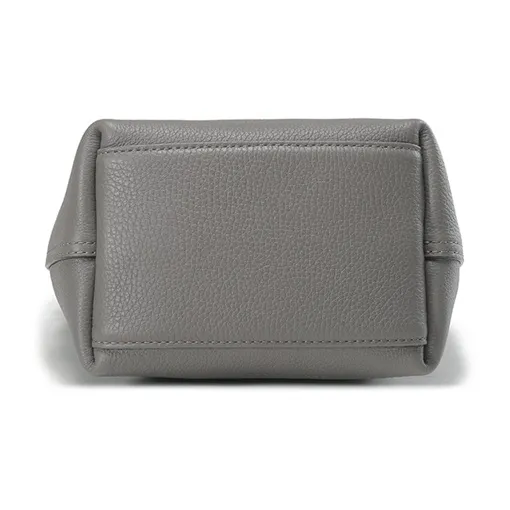 LONGCHAMP Roseau Essential Cow Leather Bucket Bag, One Shoulder Handbag Mini Women's Gray-4