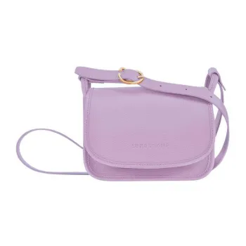 LONGCHAMP Le Foulonné Cow Leather Crossbody Bag Wallet Shoulder Bag Small Size Women's Purple