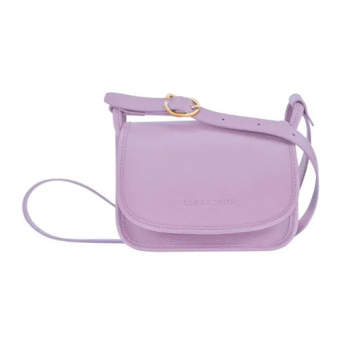 LONGCHAMP Le Foulonné Cow Leather Crossbody Bag Wallet Shoulder Bag Small Size Women's Purple