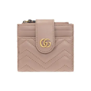 GUCCI GG Marmont Leather Card Clip Card Holder Wallets Regular Women's Pink