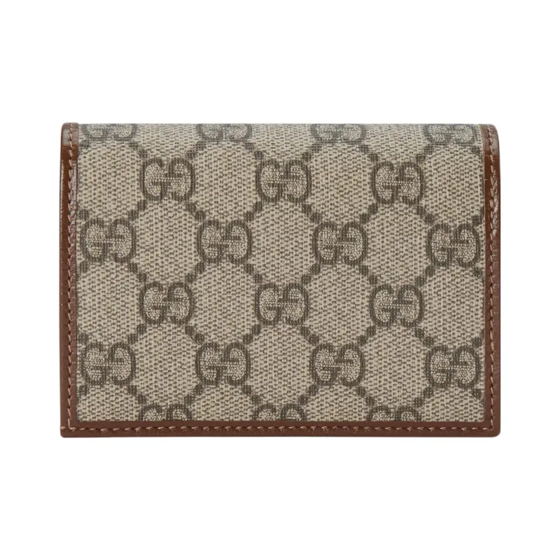GUCCI Horsebit 1955 Canvas With Leather Card Holder, Wallet Regular Women's Ebony/Brown-2