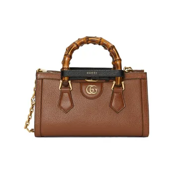 GUCCI Diana Leather Portable Crossbody Bag Shoulder Bag Small Size Women's Brown