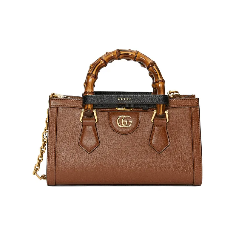 GUCCI Diana Leather Portable Crossbody Bag Shoulder Bag Small Size Women's Brown-0