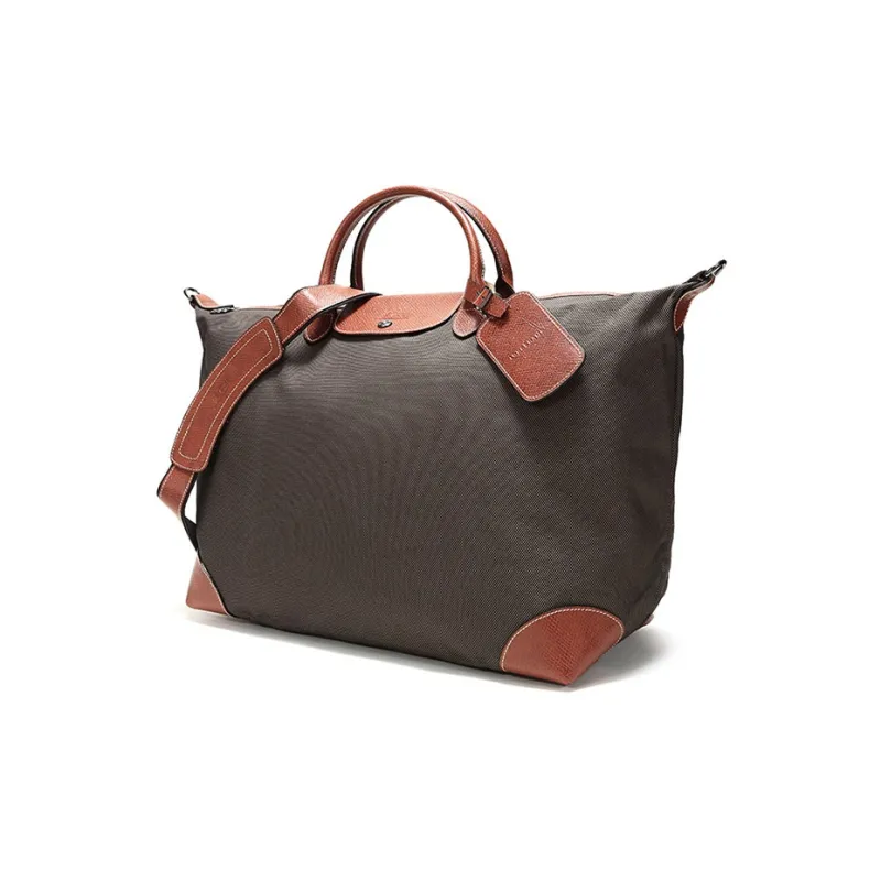 LONGCHAMP Boxford Canvas With Polyamide Travel Bag Canvas Bag Handbag Shoulder Bag Small Size Unisex Brown-1