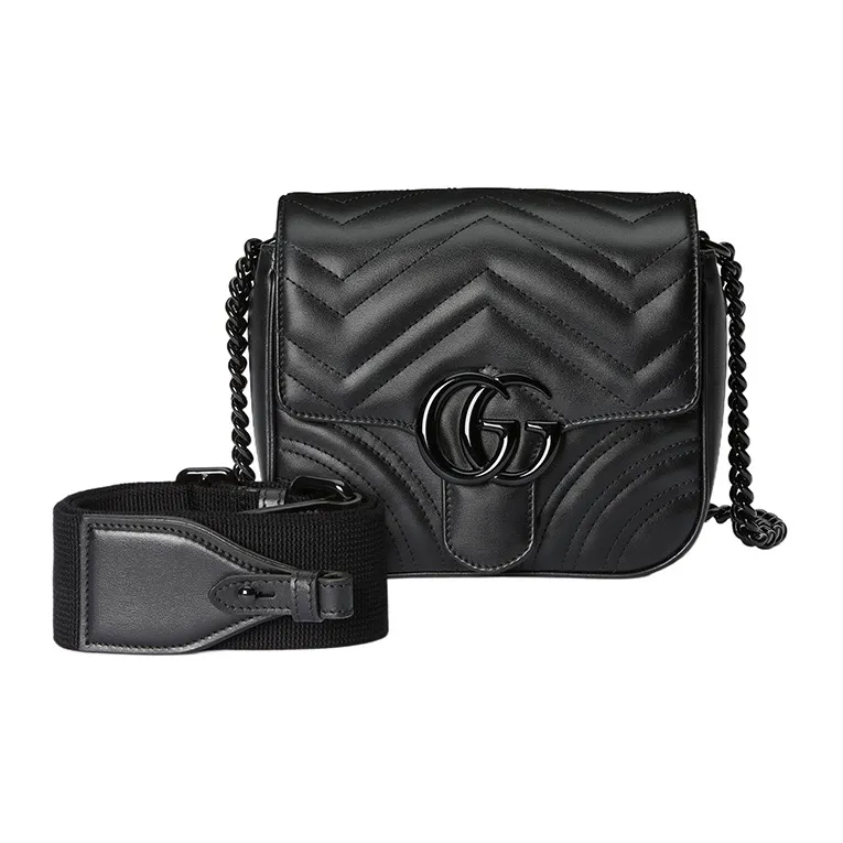 GUCCI GG Marmont Leather Portable Crossbody Bag, Shoulder Bag Women's Black-1