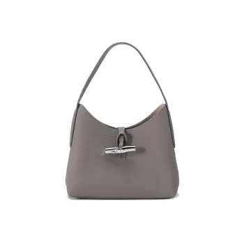 LONGCHAMP Roseau Cow Leather Handbag, Shoulder Bag Women's Streptopelia Gray