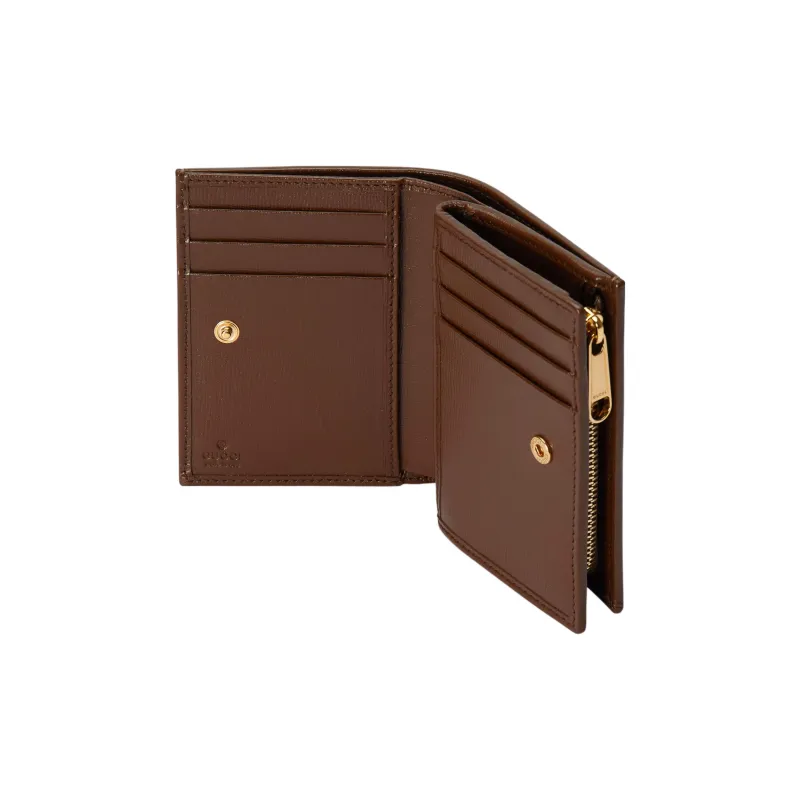 GUCCI Horsebit 1955 Canvas With Leather Card Holder, Wallet Regular Women's Ebony/Brown-4