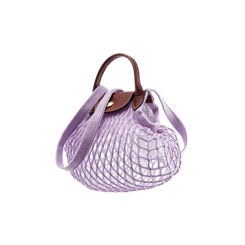 LONGCHAMP Le Pliage Cotton With Cow Leather Trim Handbag Shoulder Bag Crossbody Bag Mini Women's Purple-1