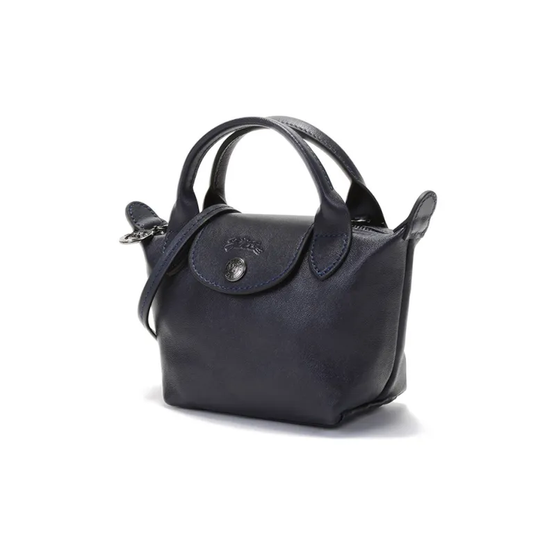 LONGCHAMP Le Pliage Cuir Sheepskin Handbag Shoulder Bag Crossbody Bag Mini Women's Navy-1