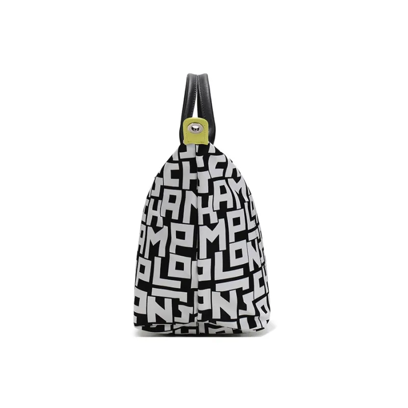 LONGCHAMP Le Pliage Polyamide Canvas Fabric Canvas Bag, Shoulder Bag, Crossbody Bag, Handbag Women's Black White-2