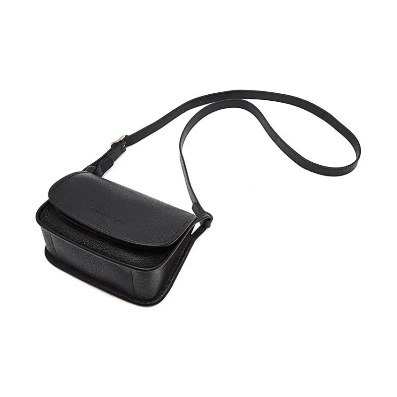 LONGCHAMP Le Foulonné Cow Leather Shoulder Bag Crossbody Bag Small Size Women's Black-4