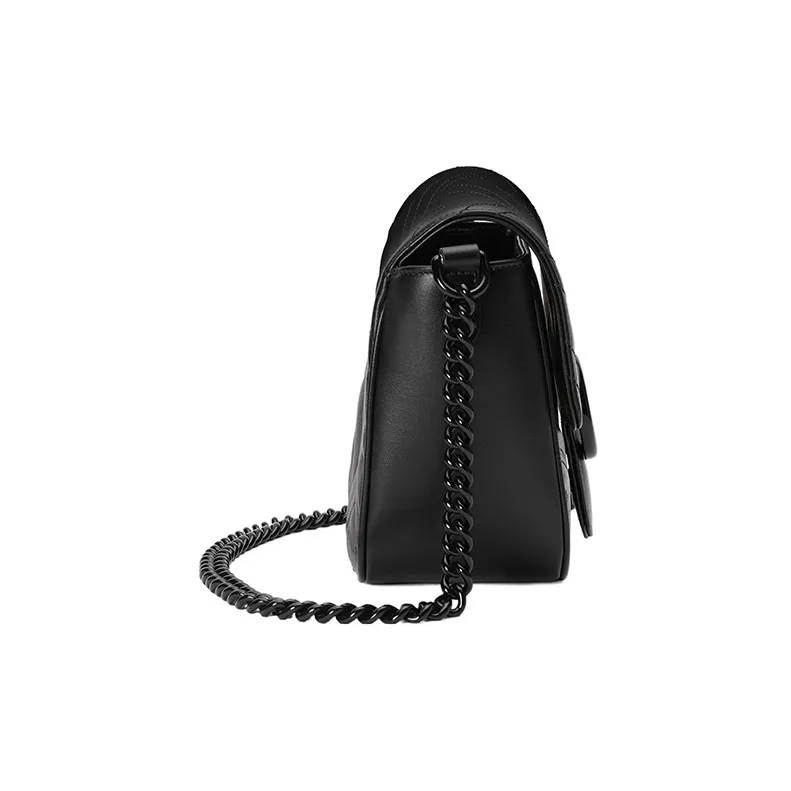 GUCCI GG Marmont Leather Portable Crossbody Bag, Shoulder Bag Women's Black-4