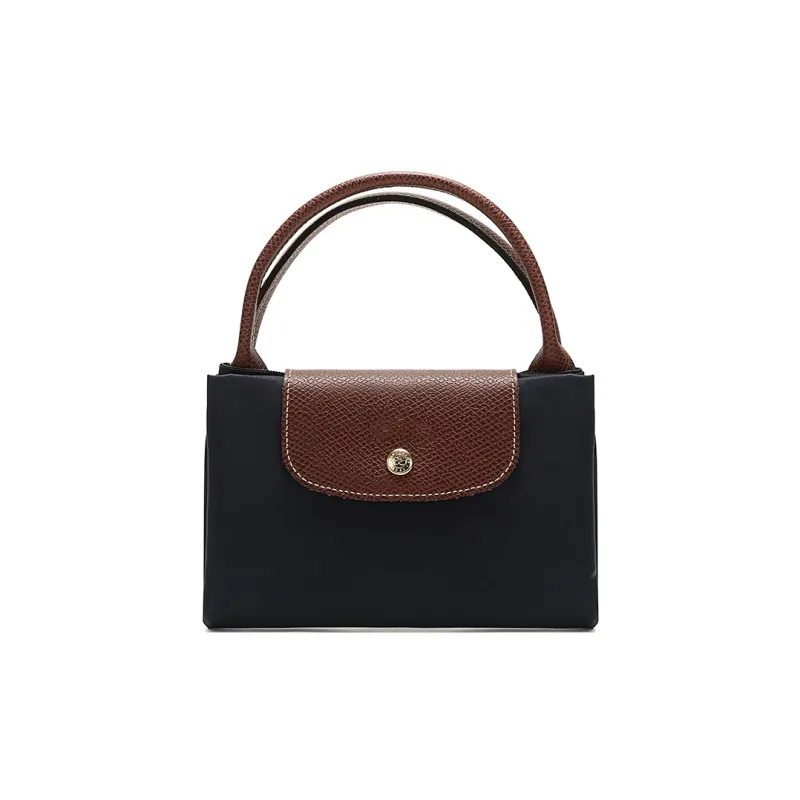 LONGCHAMP Canvas With Cow Leather Canvas Bag, Dumpling Bag, Handbag Medium Size Women's Marine Blue-6