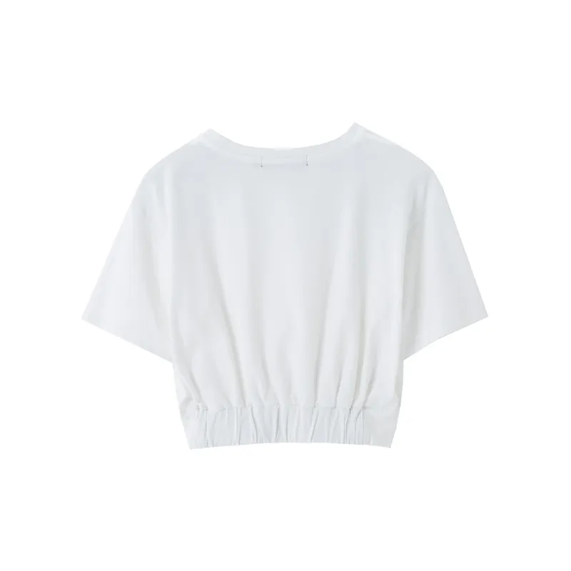 SOON FLOWER Summer Crop Tops Women's White-1