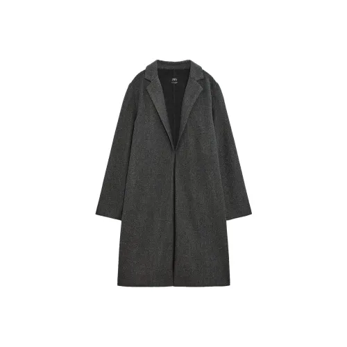 ZARA Coats Women's Marbled Dark Gray