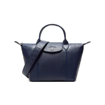 LONGCHAMP Le Pliage Cuir Sheepskin Handbags Shoulder Bags Small Size Women's Navy