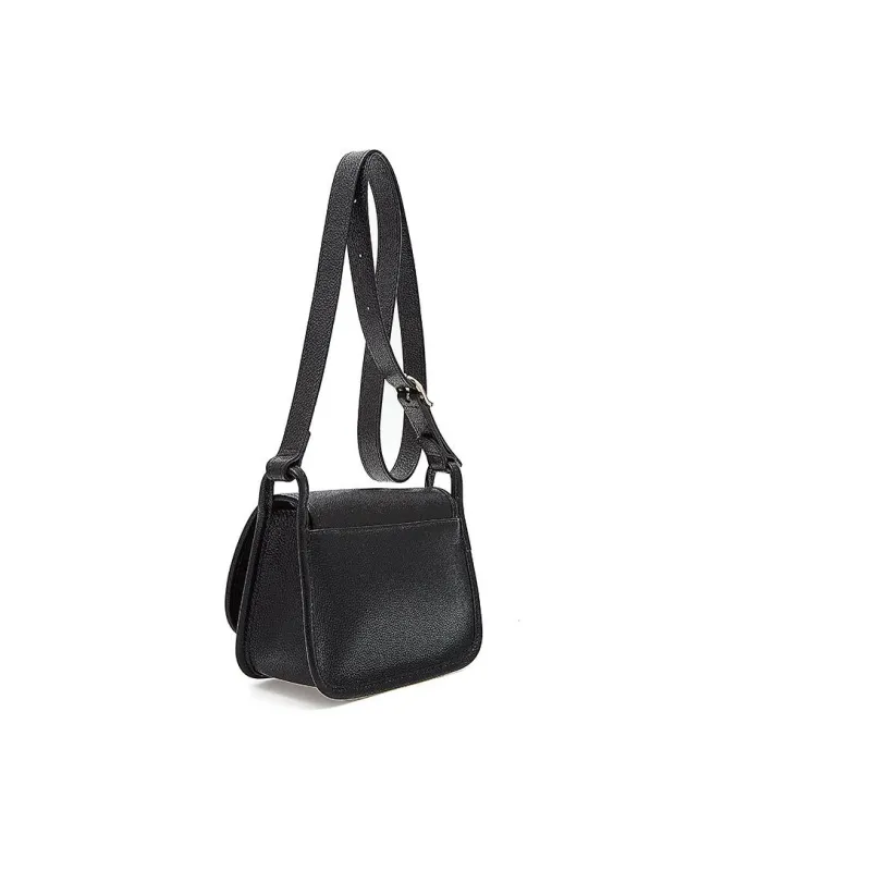 LONGCHAMP Le Foulonné Cow Leather Shoulder Bag Crossbody Bag Small Size Women's Black-3