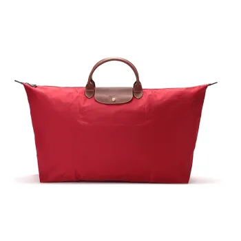 LONGCHAMP Le Pliage Cow Leather Canvas Canvas Bag Travel Bag Dumpling Bag Handbag Shoulder Bag Extra Large Women's Red