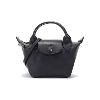 LONGCHAMP Le Pliage Cuir Sheepskin Handbag Shoulder Bag Crossbody Bag Mini Women's Navy