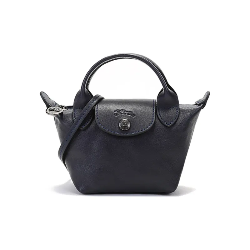 LONGCHAMP Le Pliage Cuir Sheepskin Handbag Shoulder Bag Crossbody Bag Mini Women's Navy-0