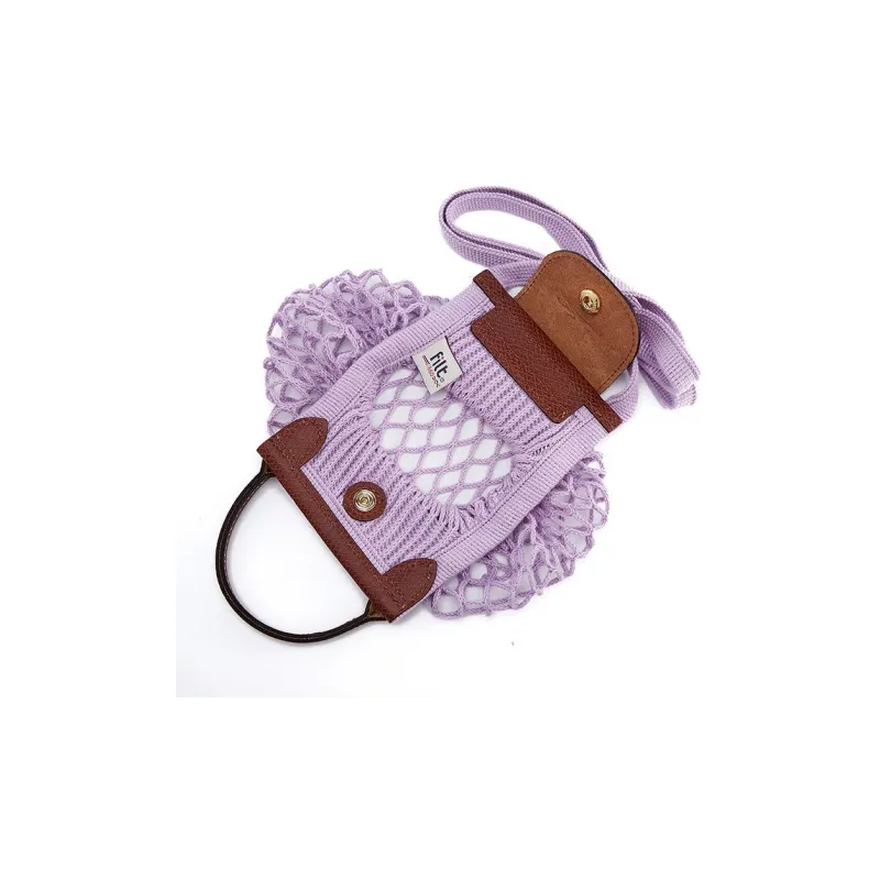 LONGCHAMP Le Pliage Cotton With Cow Leather Trim Handbag Shoulder Bag Crossbody Bag Mini Women's Purple-4