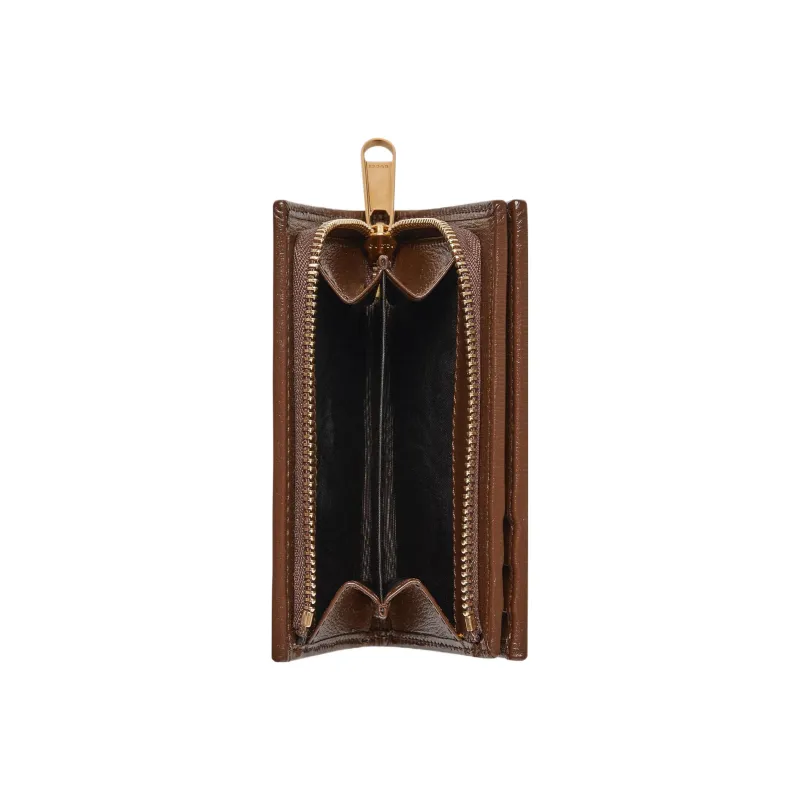 GUCCI Horsebit 1955 Canvas With Leather Card Holder, Wallet Regular Women's Ebony/Brown-3
