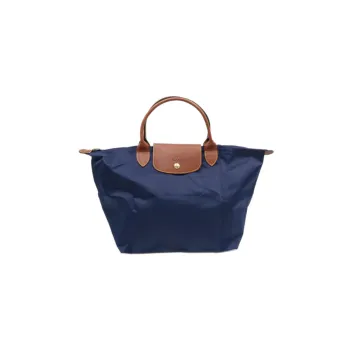LONGCHAMP Canvas With Cow Leather Canvas Bag, Dumpling Bag, Handbag Medium Size Women's Marine Blue