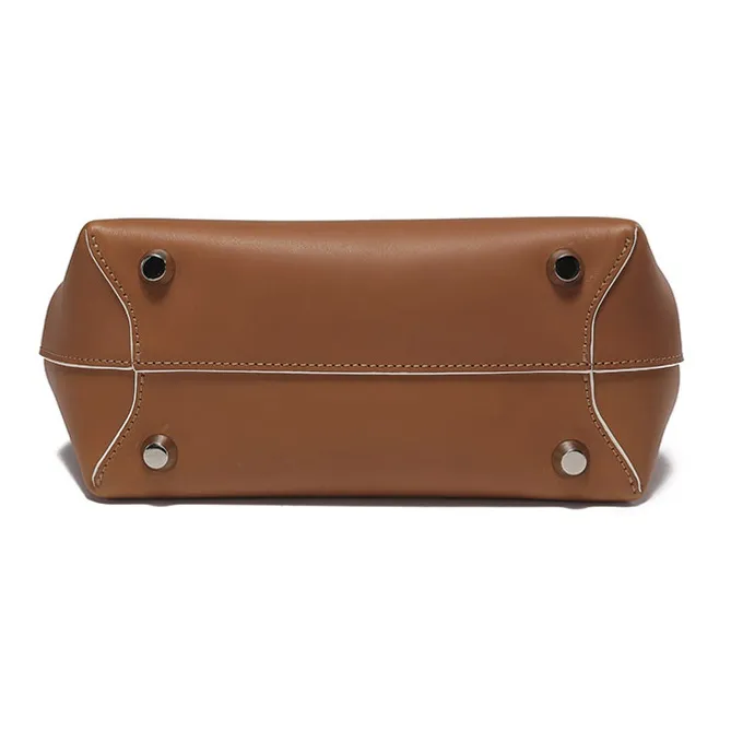 LONGCHAMP Roseau Cow Leather Crossbody Handbags Small Size Women's Dark Brown-4