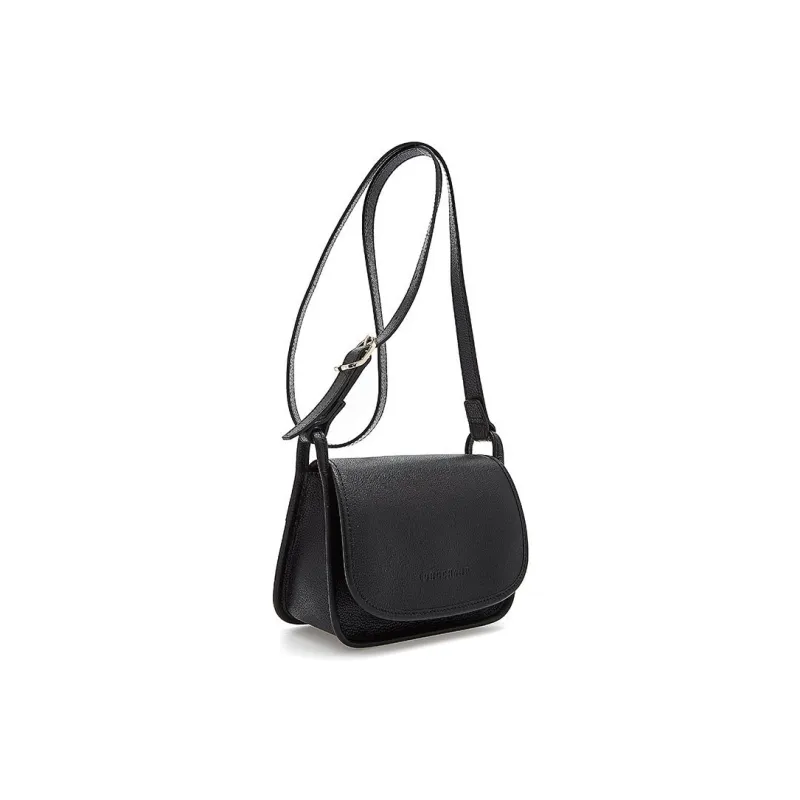LONGCHAMP Le Foulonné Cow Leather Shoulder Bag Crossbody Bag Small Size Women's Black-1