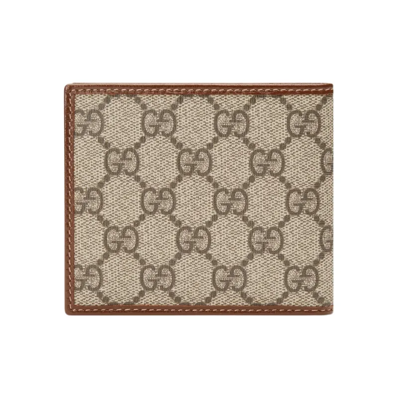 GUCCI Canvas With Leather Trim Card Holder, Wallet, Coin Purse Regular Men's Ebony/Brown-2
