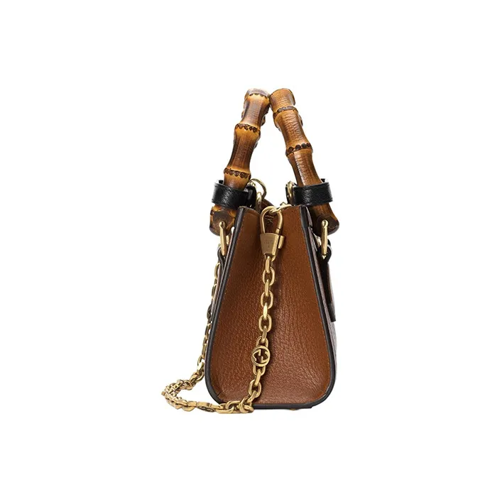 GUCCI Diana Leather Portable Crossbody Bag Shoulder Bag Small Size Women's Brown-4