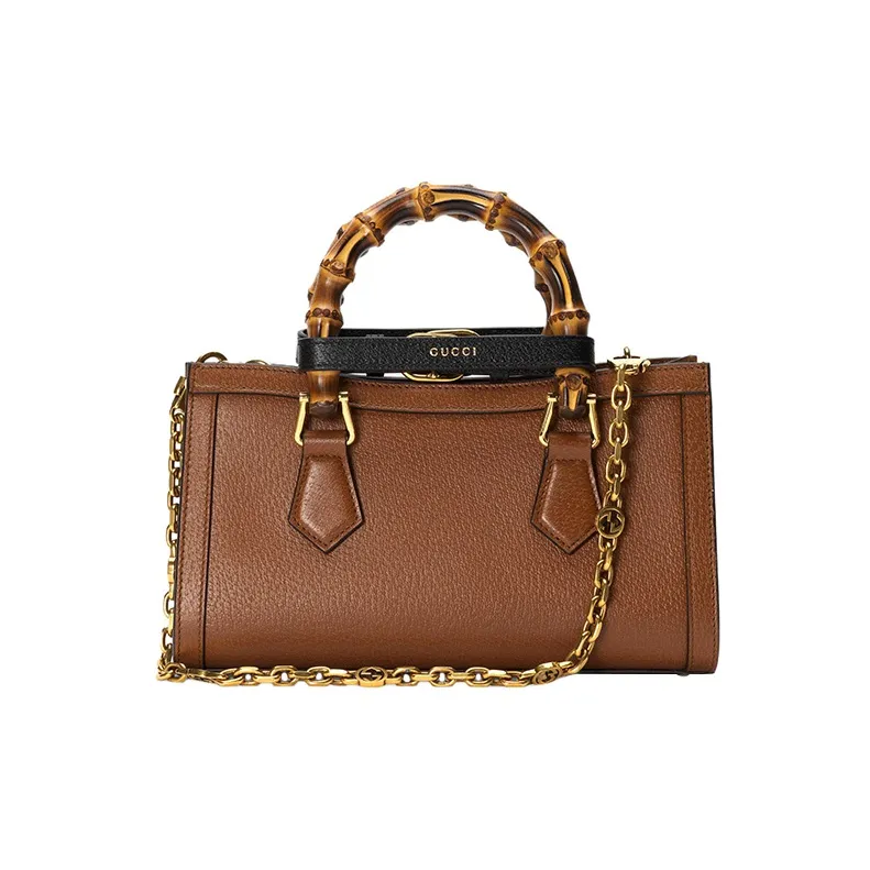 GUCCI Diana Leather Portable Crossbody Bag Shoulder Bag Small Size Women's Brown-5