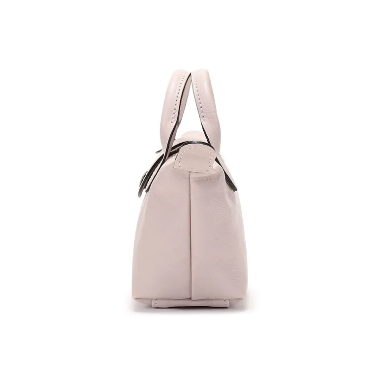 LONGCHAMP Le Pliage Cuir Sheepskin Portable Dumpling Bag, Crossbody Bag Mini Women's Light Pink-3