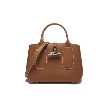 LONGCHAMP Roseau Cow Leather Crossbody Handbags Small Size Women's Dark Brown
