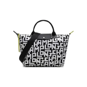 LONGCHAMP Le Pliage Polyamide Canvas Fabric Canvas Bag, Shoulder Bag, Crossbody Bag, Handbag Women's Black White