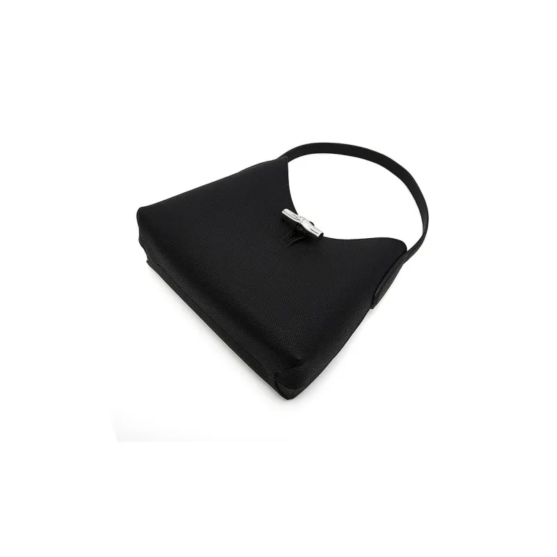LONGCHAMP Cow Leather Shoulder Bag, Handbag Medium Size Women's Black-4