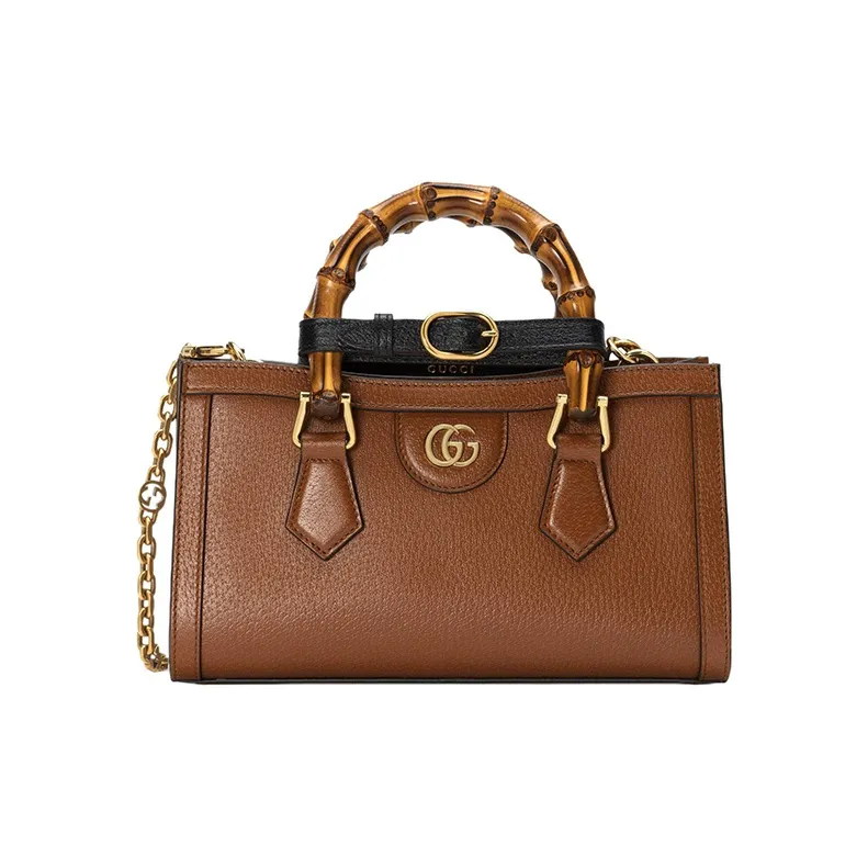 GUCCI Diana Leather Portable Crossbody Bag Shoulder Bag Small Size Women's Brown-1