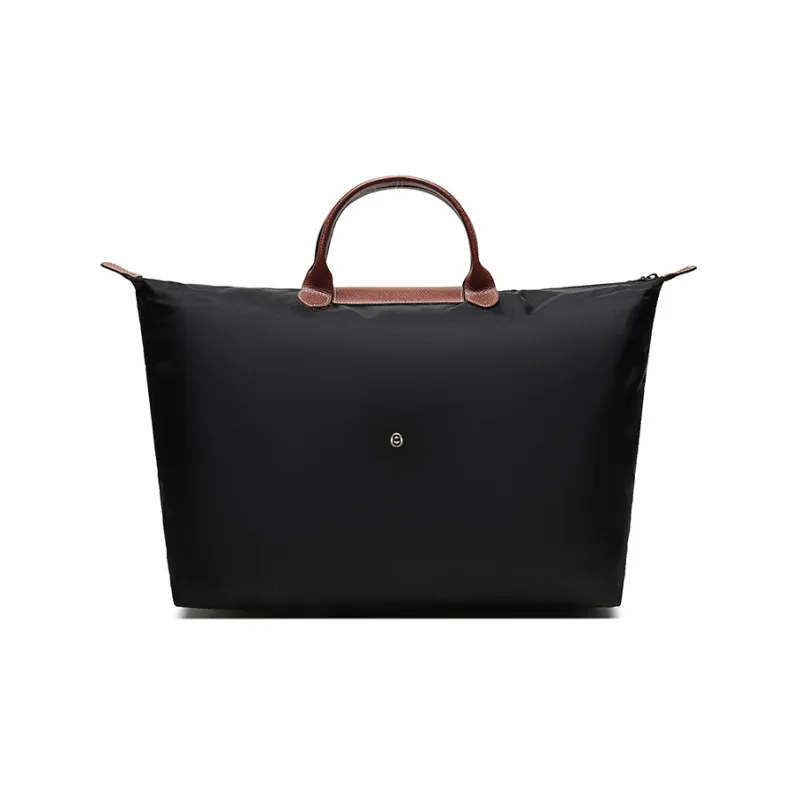 LONGCHAMP Le Pliage Recycled Polyamide Canvas With Cow Leather Canvas Bag, Travel Bag, Handbag Tubas Women's Black-3
