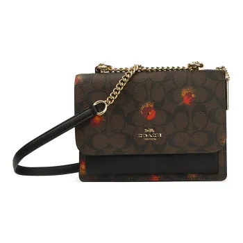 COACH Klare Coated Canvas With Leather Shoulder Bag Crossbody Bag Women's Brown Black Print