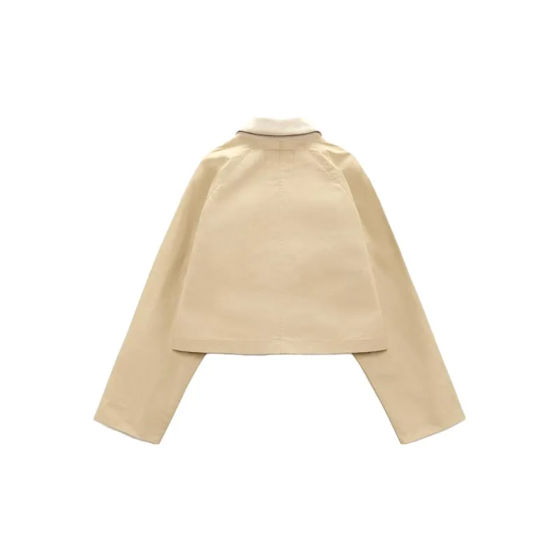 ZARA Cropped Coats Women's Beige-1