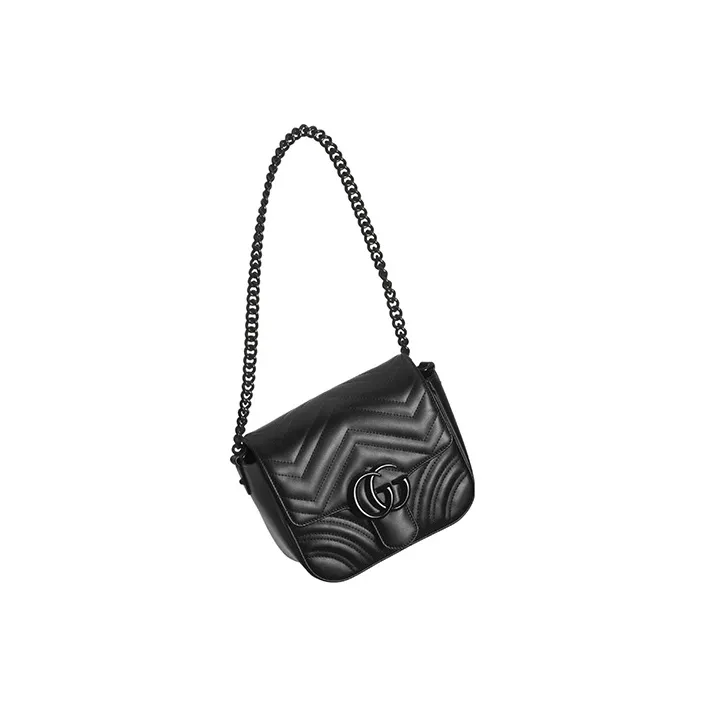 GUCCI GG Marmont Leather Portable Crossbody Bag, Shoulder Bag Women's Black-2