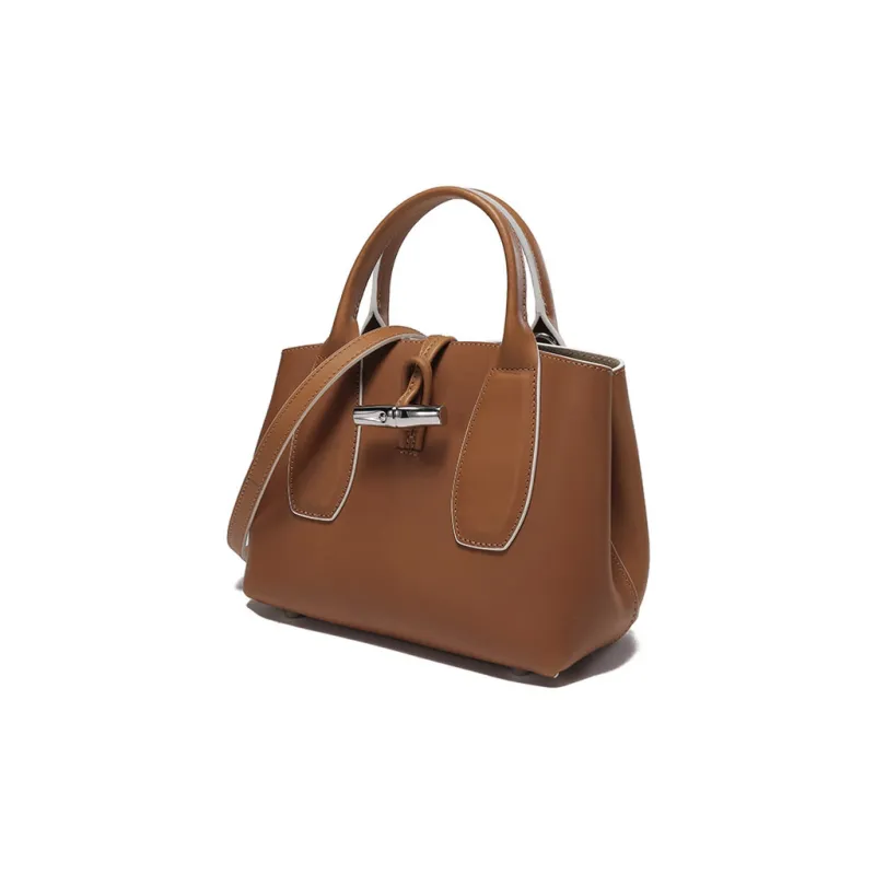 LONGCHAMP Roseau Cow Leather Crossbody Handbags Small Size Women's Dark Brown-1