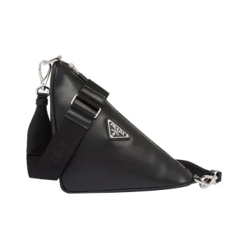 PRADA Triangle Leather Crossbody Bag, Shoulder Bag Men's Black