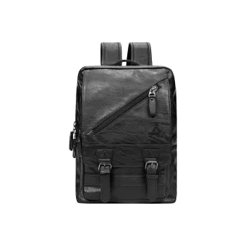 KONADCT Leather Backpack Large Size Unisex Black