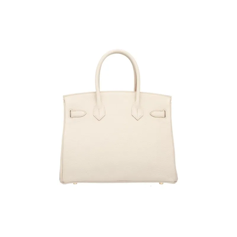 HERMES Birkin TC Leather Cow Leather Birkin Bag Handbags Women's 8L Beton Glacier White-2