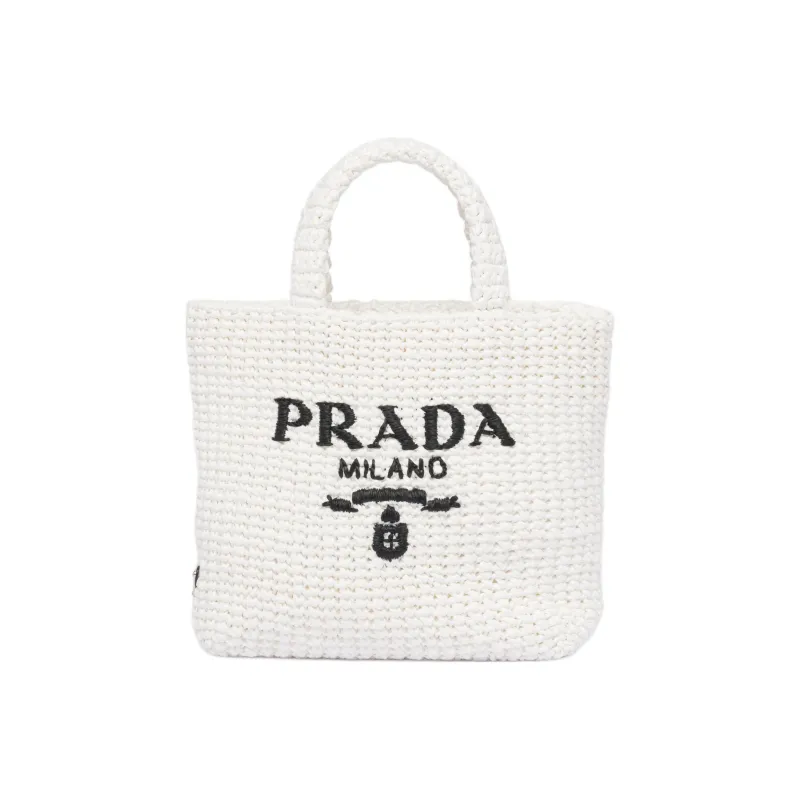 PRADA Raffia Handbag Small Size Women's White-0