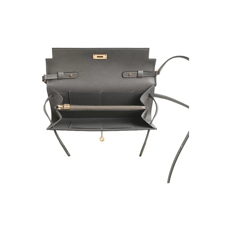 HERMES Kelly To Go Epsom Leather Wallets Shoulder Bag Crossbody Bag Regular Women's 0L Grismeyer Cumulonimbus Gray-2